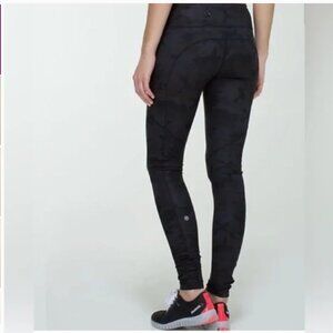 Lululemon Speed Tight 30" Inseam Tight Camo Black Gray Women's 4 Ruched